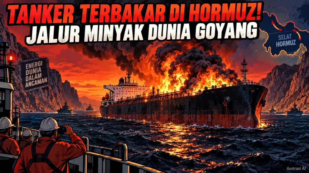 Iran Hantam Tanker Minyak di Selat Hormuz, Kapal Berbendera Togo Berhenti Usai&nbsp;Terbakar