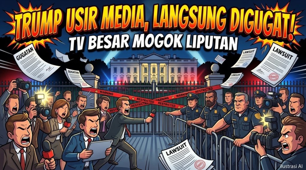 Donald Trump Tendang Tiga Media dari White House, Langsung Digugat dan Stasiun TV Kompak Mogok&nbsp;Liputan