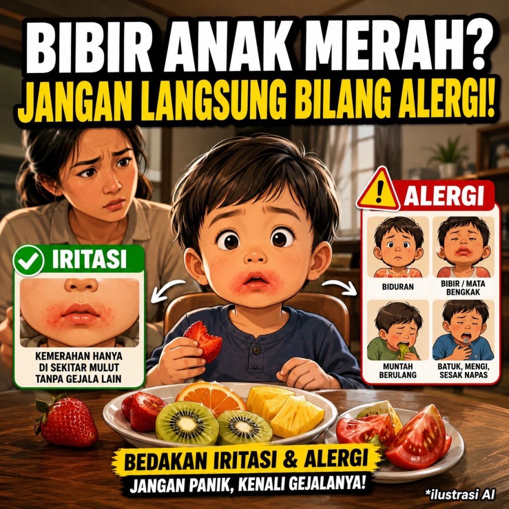 BIBIR ANAK MERAH HABIS MAKAN BUAH? 😱 JANGAN LANGSUNG BILANG&nbsp;ALERGI!