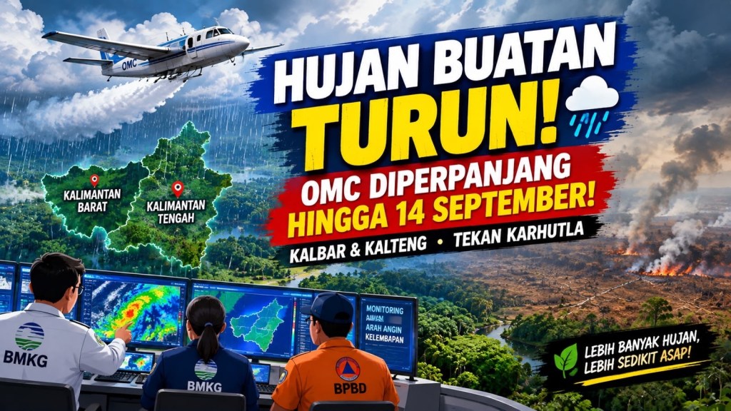 HUJAN BUATAN MULAI TURUN DI KALIMANTAN! OMC DIPERPANJANG, KARHUTLA&nbsp;DITEKAN