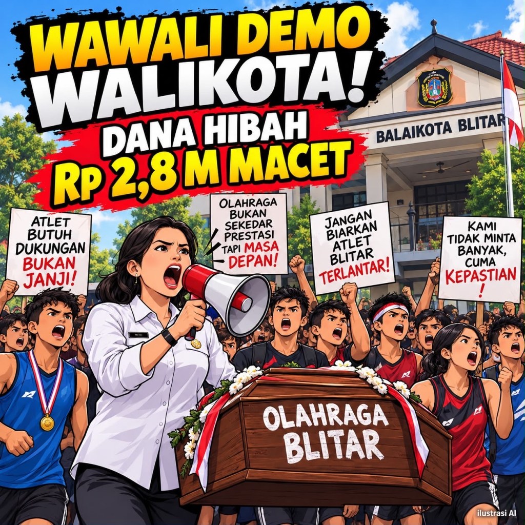 WAW! Wakil Walikota Pimpin Demo Walikota Sendiri, Atlet Blitar Bawa Keranda Gegara Dana Hibah Rp 2,8 Miliar&nbsp;Macet!